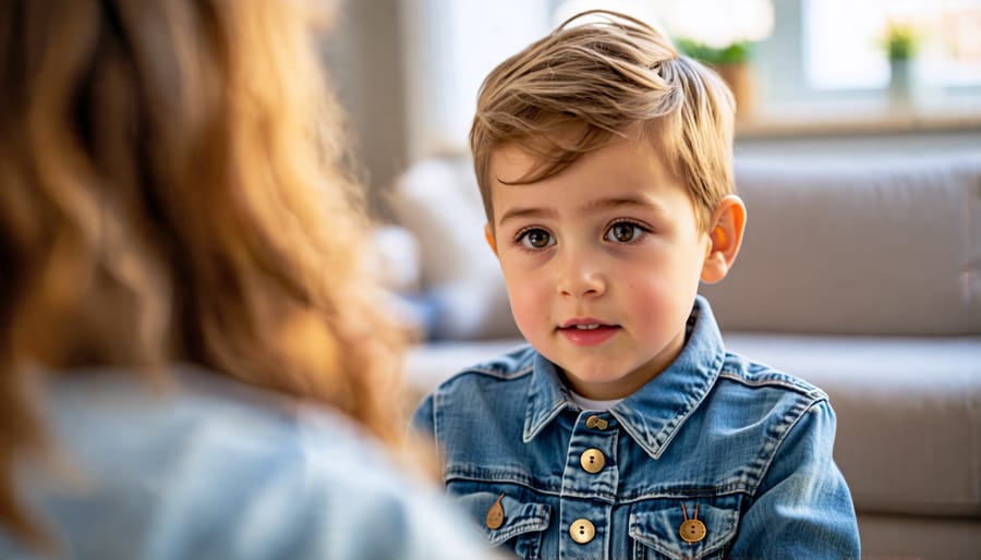 Child engaged in a therapy session with a mental health professional