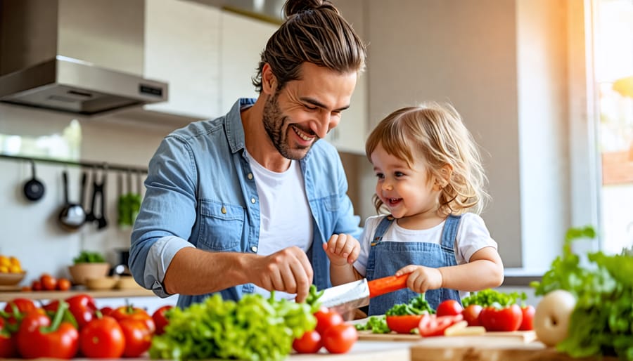 Mother and daughter bonding over healthy cooking activities