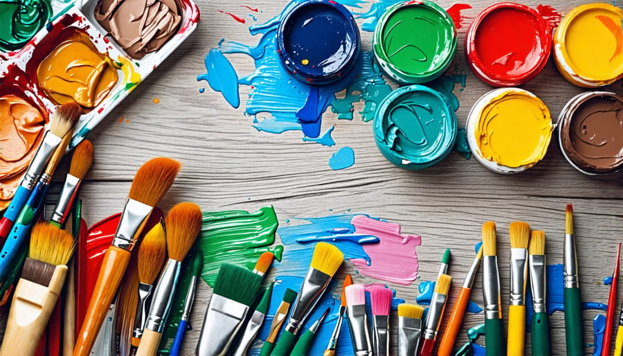 Assortment of art materials commonly used in art therapy sessions