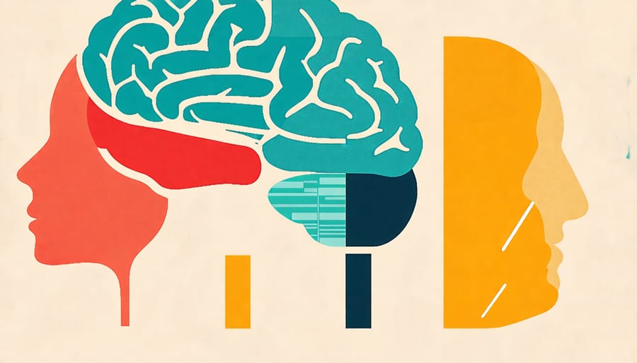 Conceptual visualization of the connection between the brain and gut, highlighting digestive system and neurotransmitter pathways