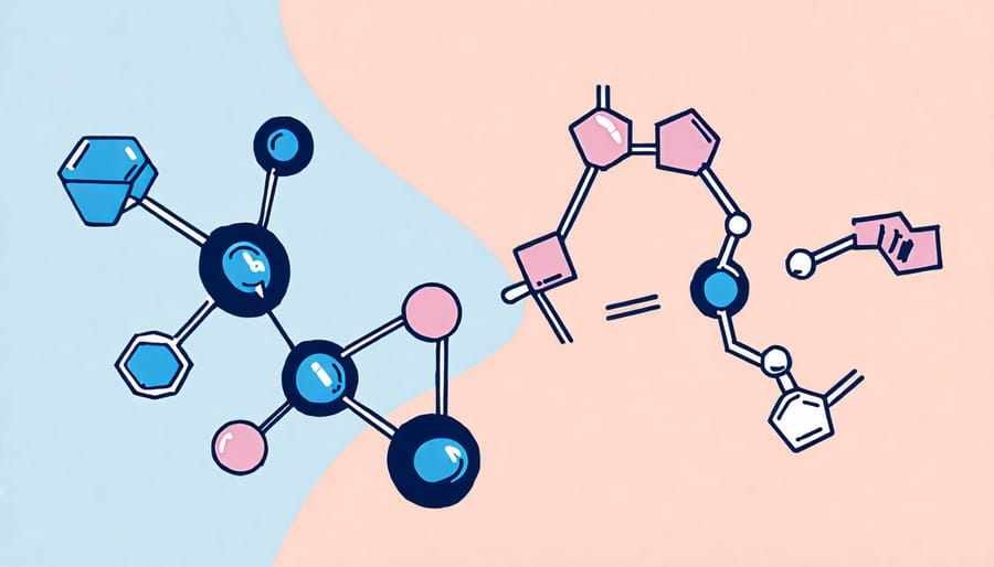 Diagram showing the chemical structure of CBD and its interaction with the human endocannabinoid system