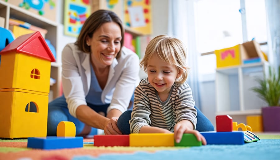 Child engaging in play therapy with a therapist