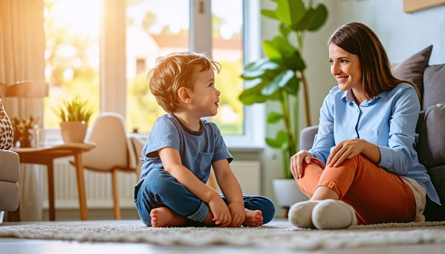 Child receiving therapy from a mental health professional