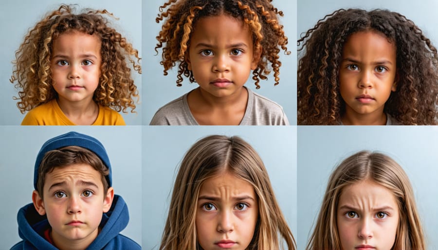 Montage of children displaying mental health warning signs