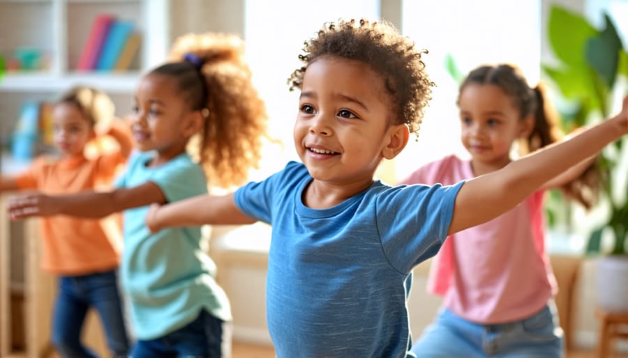 Children engaging in music and movement therapy activities