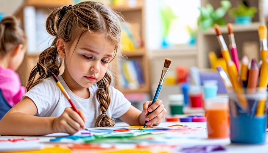 Children expressing their emotions through painting in an art therapy session