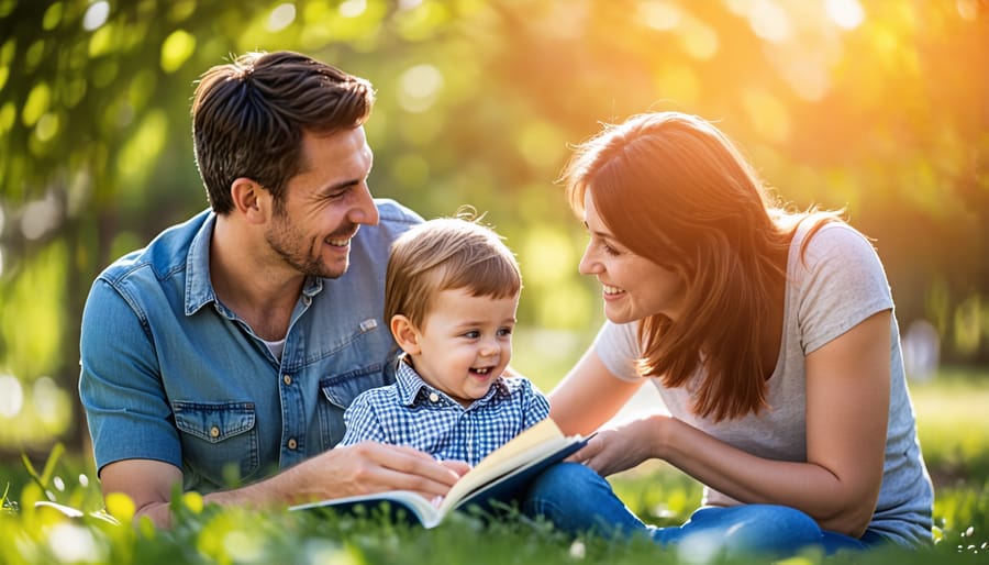 Parents actively listening and talking to their child, demonstrating open communication