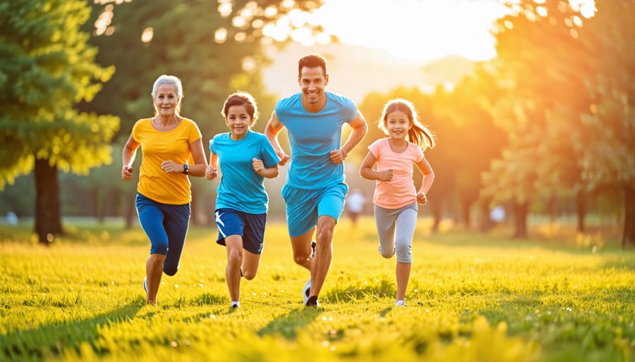 Family enjoying a walk in a park, illustrating healthy lifestyle changes