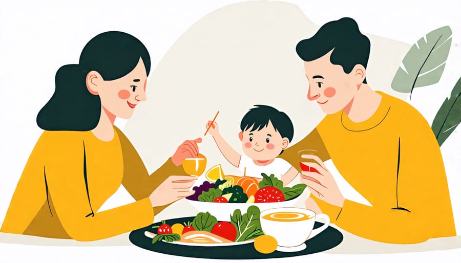 Family sharing a nutritious meal, promoting healthy eating habits and family bonding