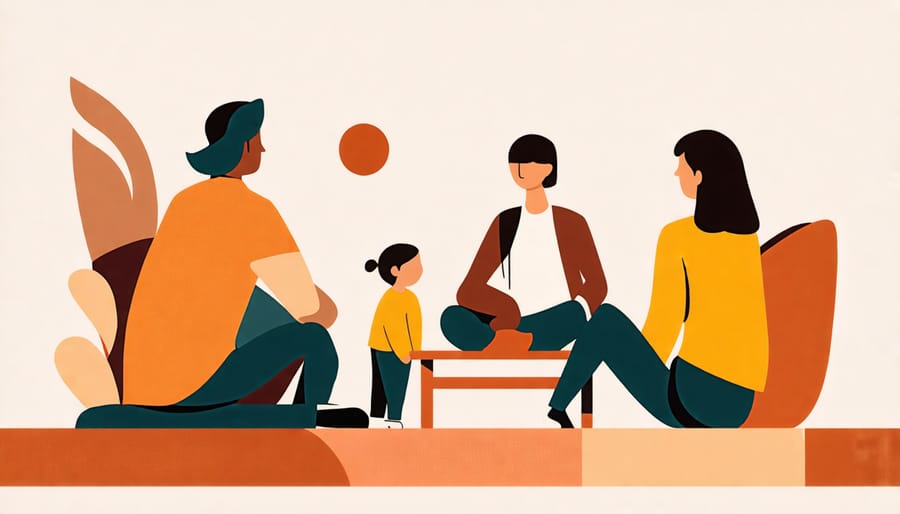 Parents and child having a supportive, open discussion about emotions