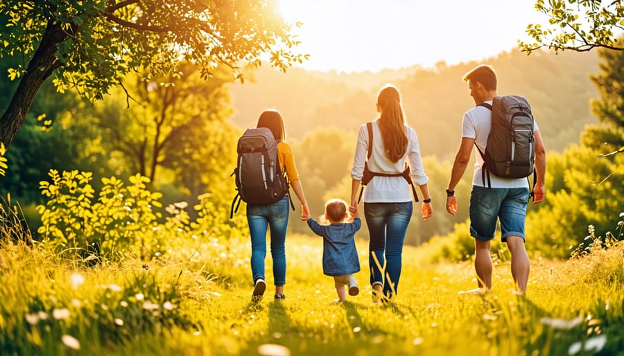 Happy family bonding through outdoor recreation and away from screens