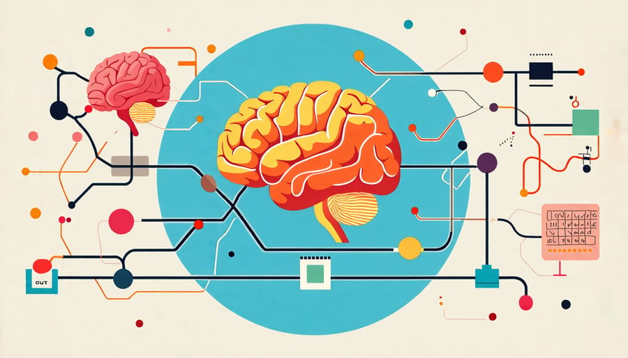 Conceptual illustration of the gut-brain connection and neurotransmitter pathway