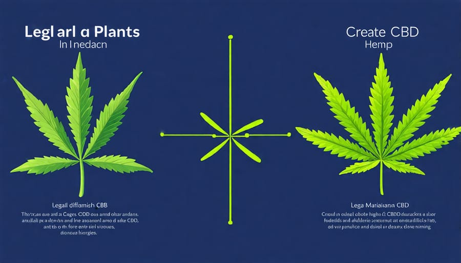 Visual comparison of hemp and marijuana plants, emphasizing the legal distinctions in CBD sourcing