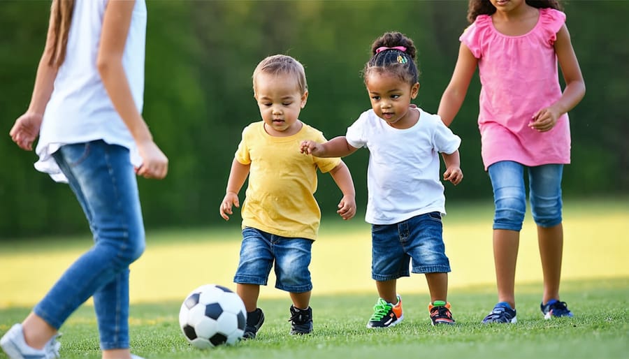 Children of various ethnicities enjoying a group sport activity