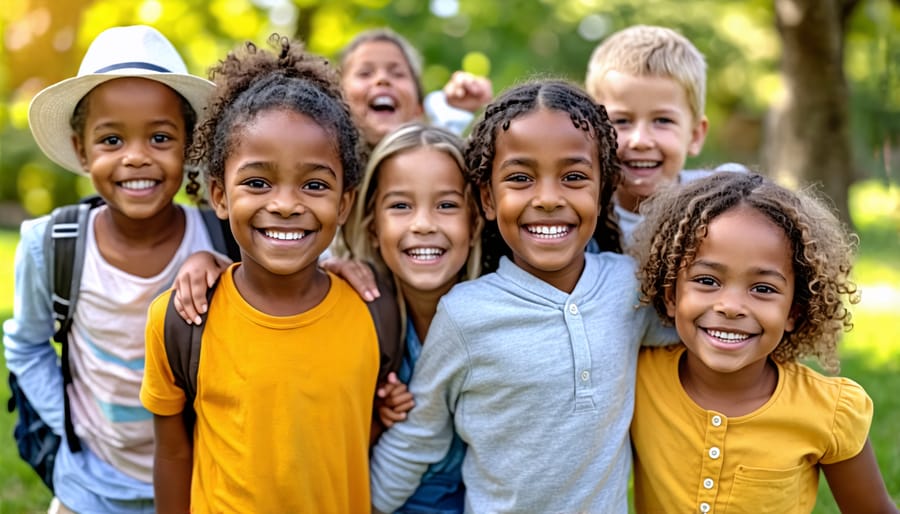 Children from various cultures playing happily together