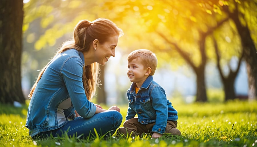 Parent and child engaged in a heartfelt discussion