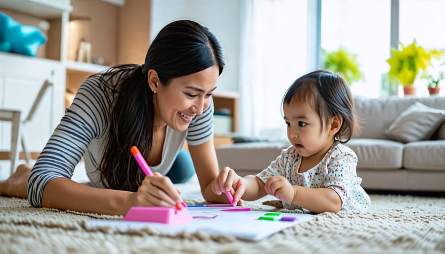 Parent and child performing a hands-on z activity together