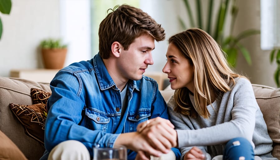 Caring parent openly communicating with their teenage child, providing guidance and support