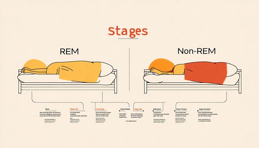 Diagram depicting the different stages of sleep including REM and Non-REM phases in children