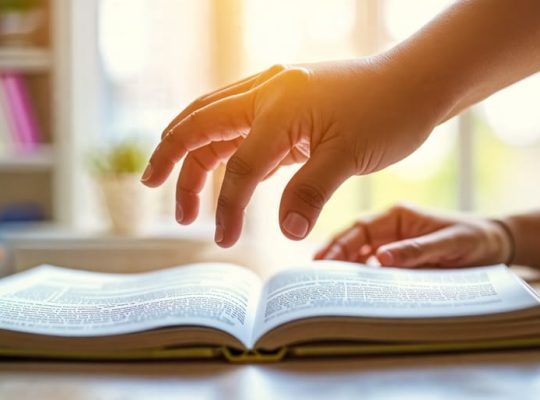 Conceptual illustration of a cautious hand hovering over a child reaching for a book, representing the delicate balance between parental support and independence in education.