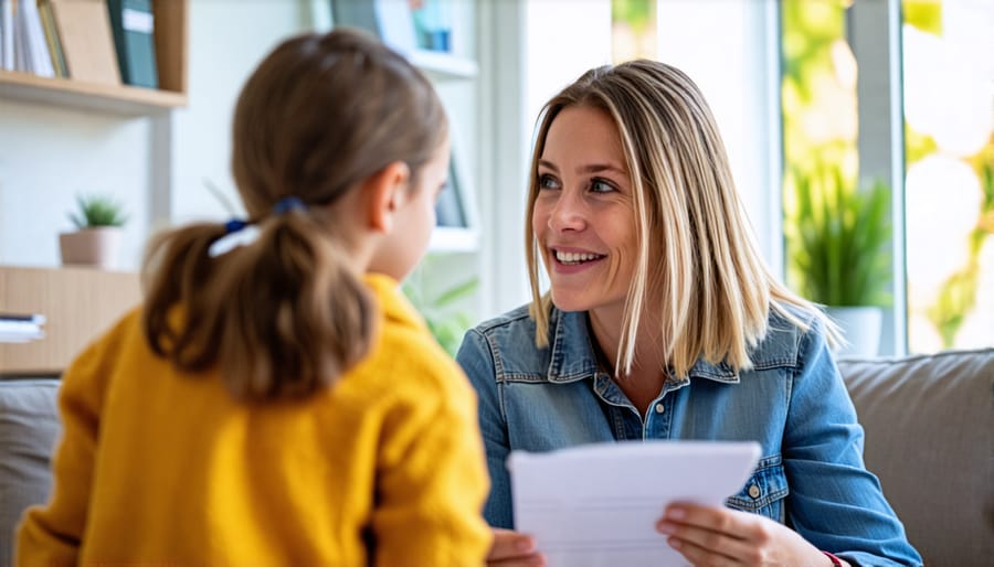 Therapist engaging compassionately with a child in a therapy session