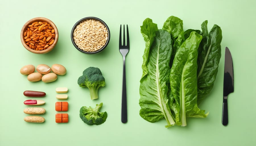 Foods high in B-vitamins including spinach, lentils, and brown rice