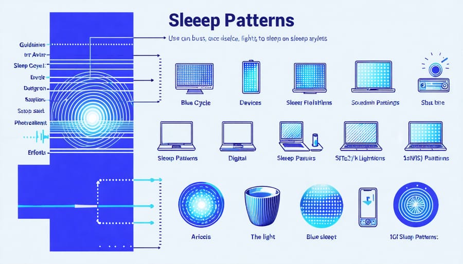 Infographic explaining how blue light from devices disrupts sleep patterns