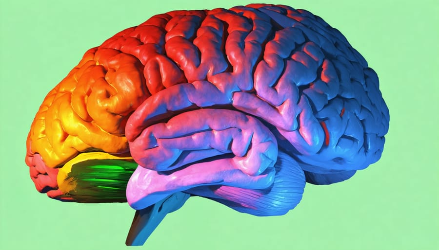 Medical image of a brain scan with regions impacted by trauma highlighted