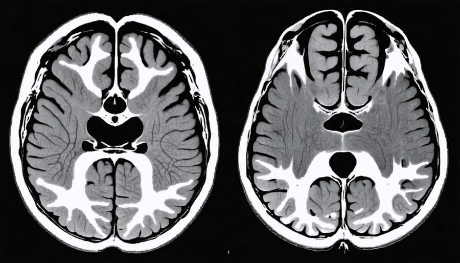 Comparison of brain scans highlighting neurobiological effects of trauma