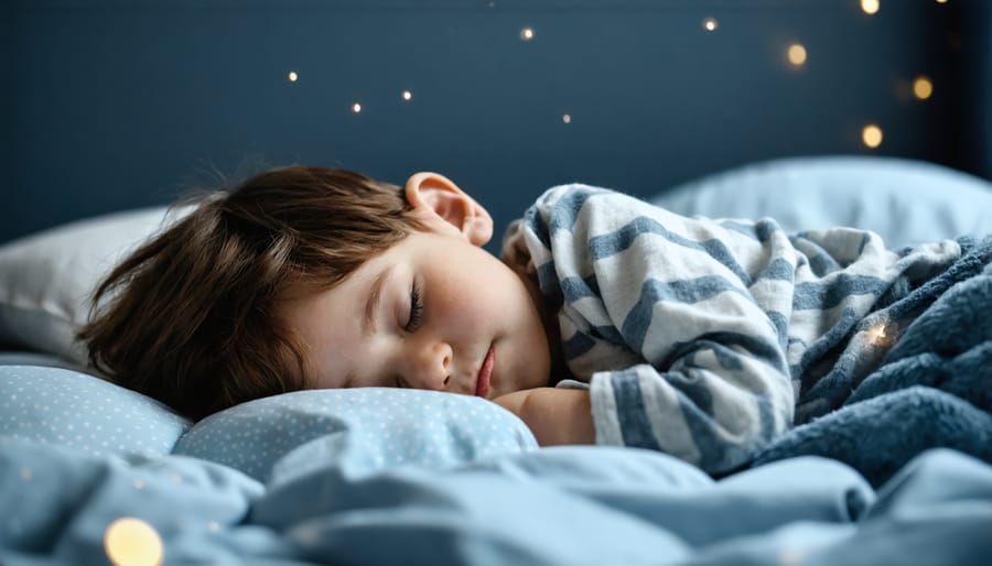 Peaceful child getting restful, healthy sleep at night