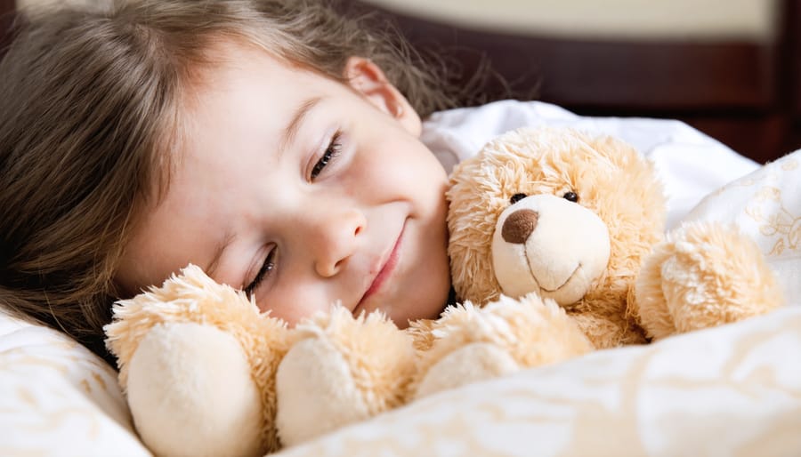 Child sleeping comfortably with a transitional object for security