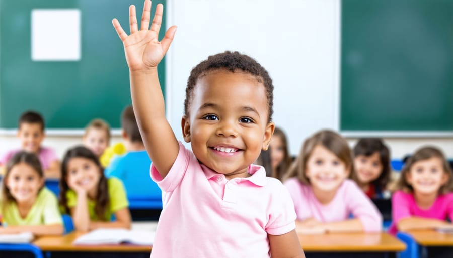 Confident student actively participating in class