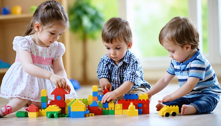 Group of diverse children engaged in various forms of cooperative play