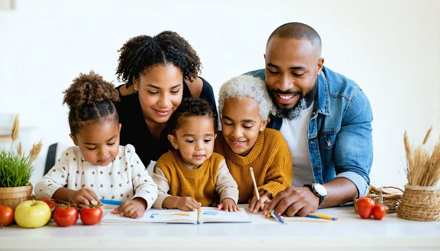 Diverse family members embracing and sharing emotions across generations