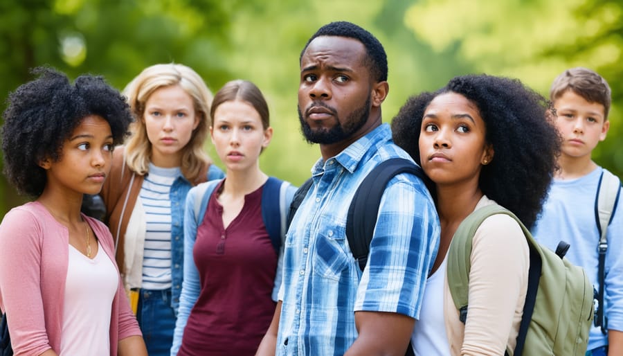 Parents from various cultural backgrounds appearing uncertain at school function