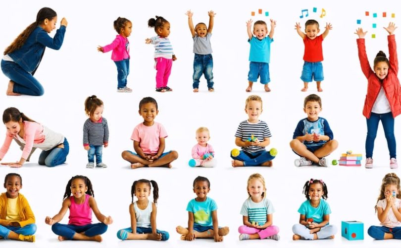 Diverse group of children engaging in coping skills like deep breathing, emotional awareness, and exercise to thrive emotionally.