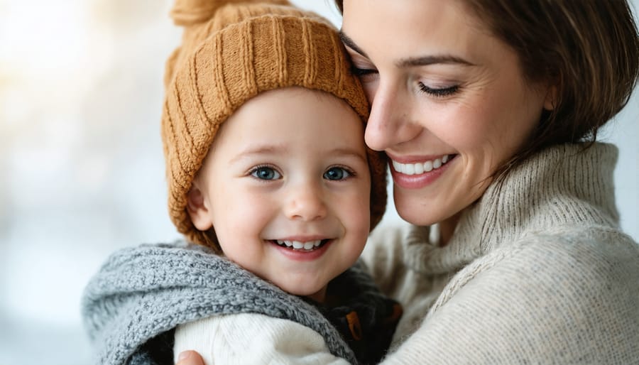 Parent and child embracing each other affectionately