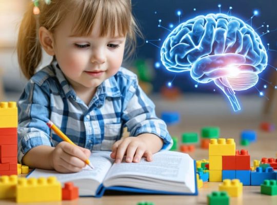 Conceptual image showing a child's play activities connected to neural pathways, representing the impact of play on brain development.