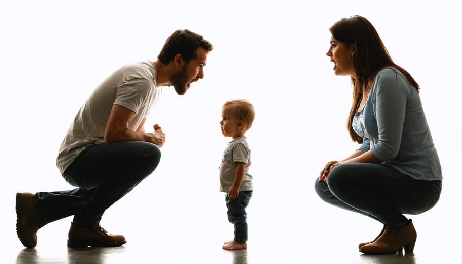 Child caught in the middle of parental conflict and arguing