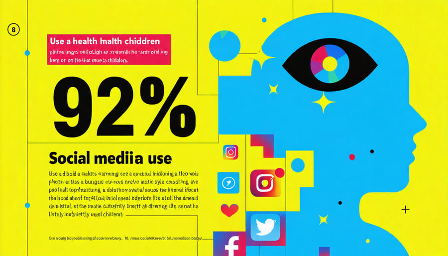 Infographic displaying data on the prevalence of mental health problems among children who use social media