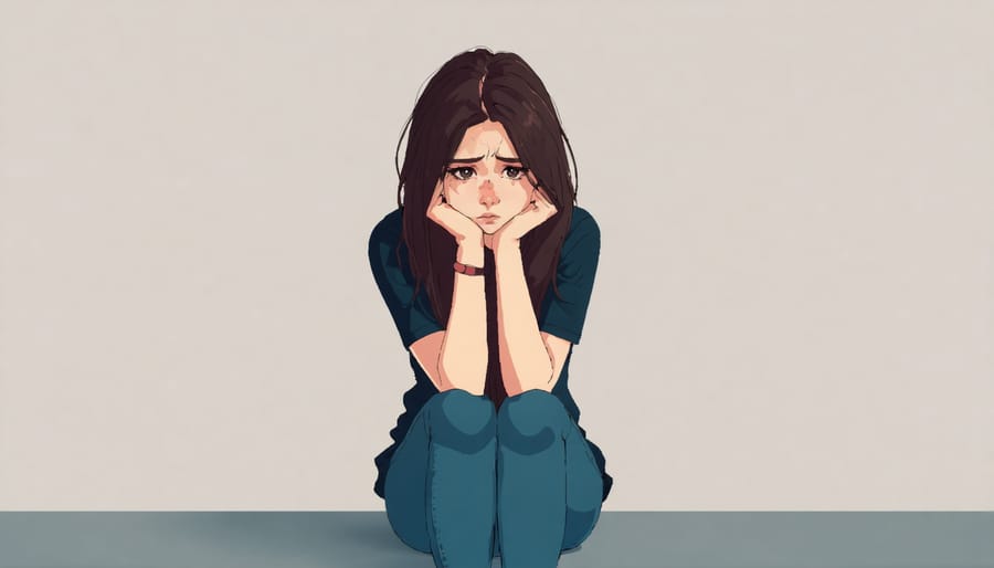 Teenage girl showing signs of anxiety or depression