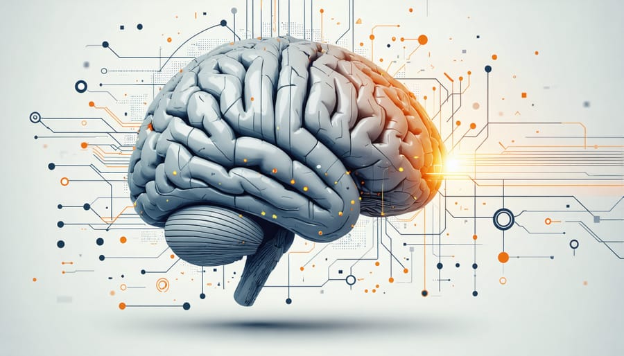 Anatomical illustration showing the connection between a child's eyes and brain visual processing centers