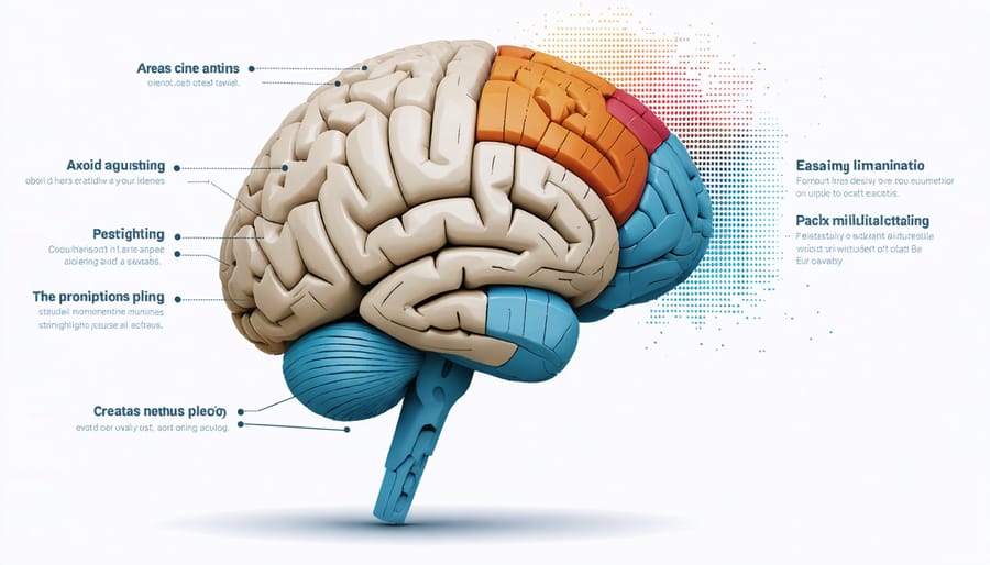 Colorful illustration of a child's brain with highlighted regions showing neural activity during role play