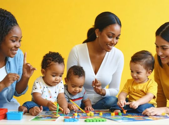 Diverse children and adults participating in community support activities for the deaf, learning sign language, and engaging in educational and counseling sessions.