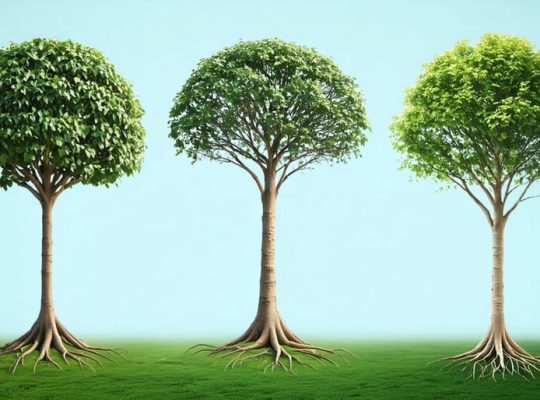 An artistic representation of a tree illustrating three parenting styles, with branches symbolizing structure, rigidity, and relaxation, depicting their impact on child development.