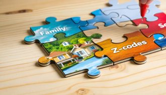 Conceptual image of a puzzle representing Z-codes with pieces illustrating family, school, and healthcare elements to symbolize the holistic view of a child's mental health.