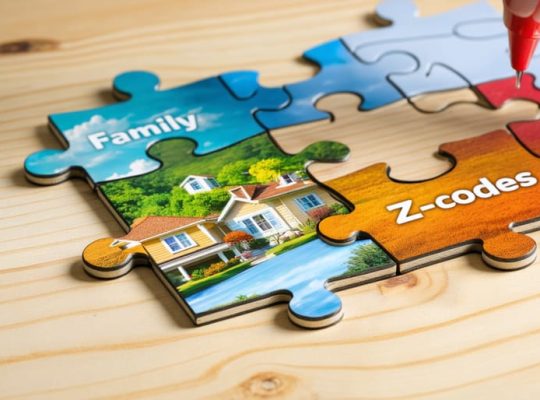 Conceptual image of a puzzle representing Z-codes with pieces illustrating family, school, and healthcare elements to symbolize the holistic view of a child's mental health.