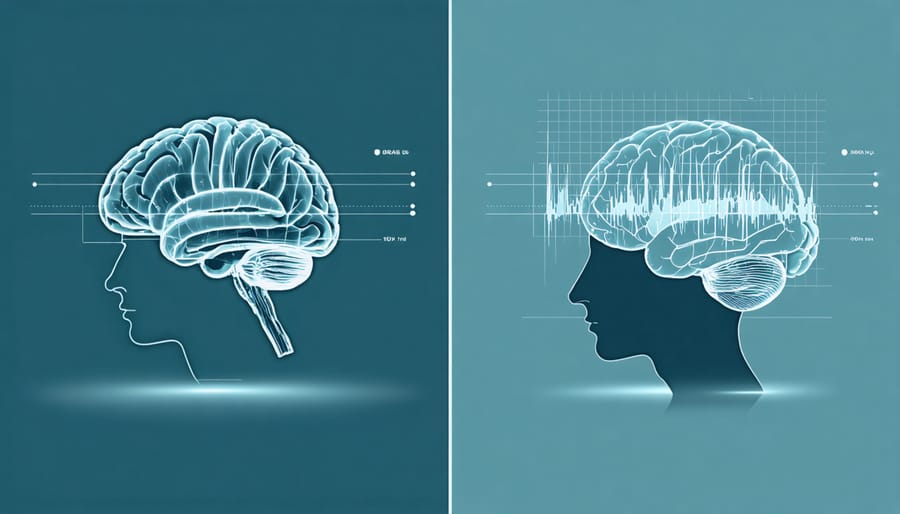 Comparative brain scan images showing neural activity during therapeutic gaming sessions