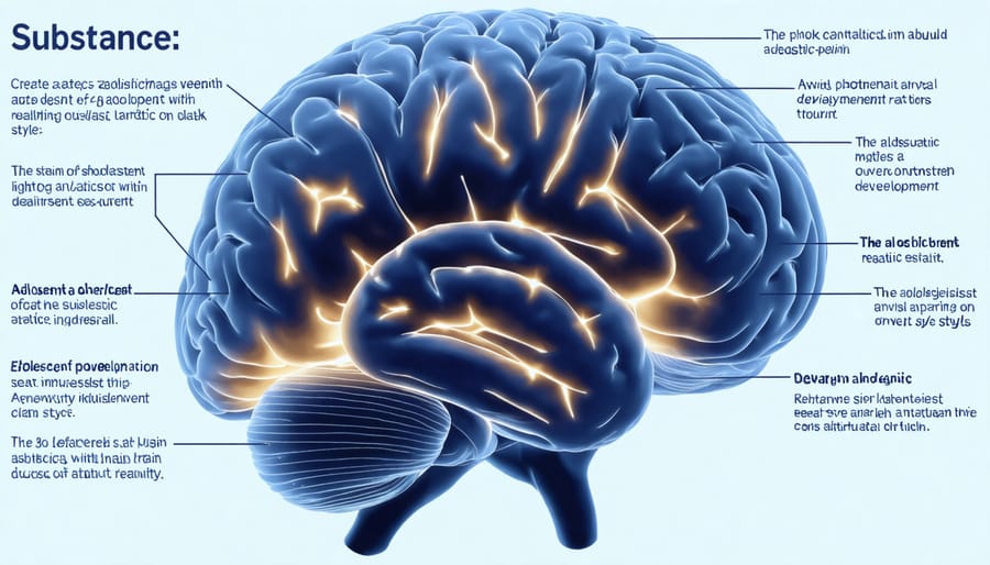 Colorful medical brain scan comparison showing differences in healthy versus affected adolescent brain development