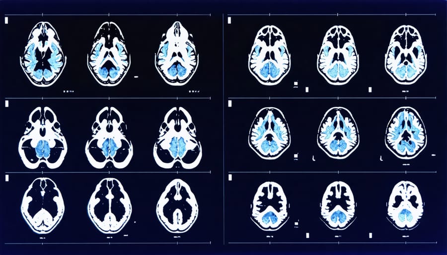 Colorful brain scan comparison showing neural activity before and after exercise